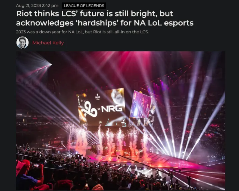 Riot thinks LCS' future is still bright, but acknowledges